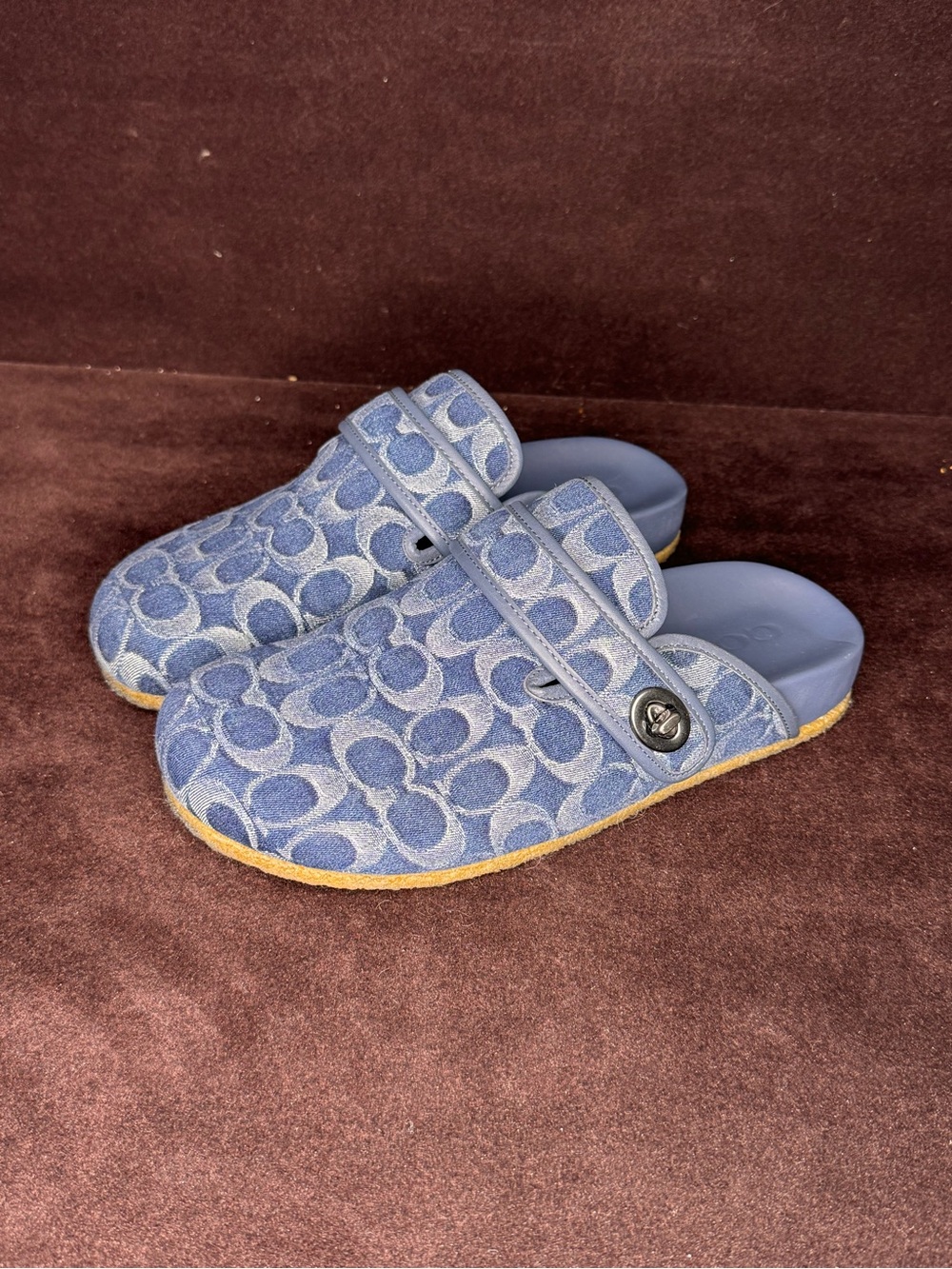Coach Link Mules Signature Jacquard Denim Blue Size US 10 / EUR 41